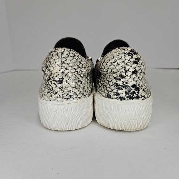 Steve Madden Black/White Glammar Snakeskin Slip On Platform Sneakers Size 6M - Picture 7 of 12